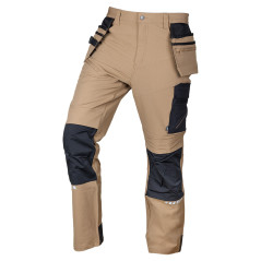 Arbetsbyxor MixMatch, 4-vägsstretch, med fickor, Cordura, beige-svarta, storlek L