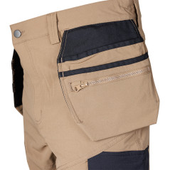 Arbetsbyxor MixMatch, 4-vägsstretch, med fickor, Cordura, beige-svarta, storlek L