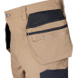 Arbetsbyxor MixMatch, 4-vägsstretch, med fickor, Cordura, beige-svarta, storlek XXXL.