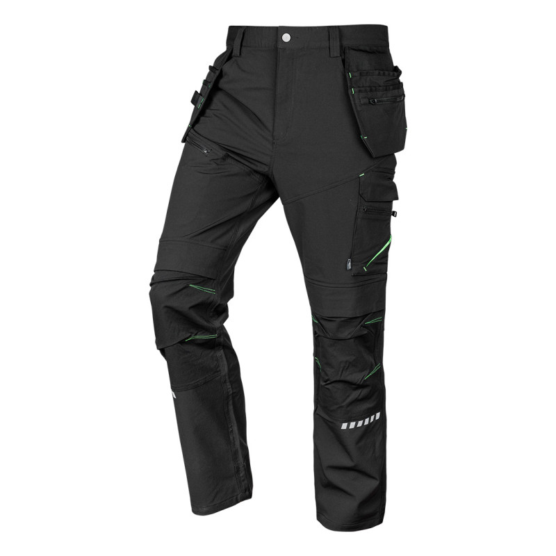 Arbetsbyxor MixMatch, 4-vägsstretch, med fickor, Cordura, svarta, storlek XS.