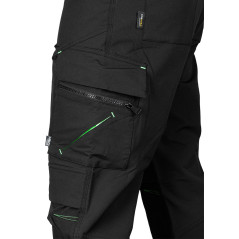 Arbetsbyxor MixMatch, 4-vägs stretch, med fickor, Cordura, svarta, storlek S
