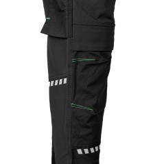 Arbetsbyxor MixMatch, 4-vägsstretch, med fickor, Cordura, svarta, storlek XXXL.