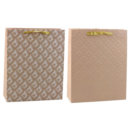 Presentpåse med Prägling Ljusbeige 32 x 26 x 10cm