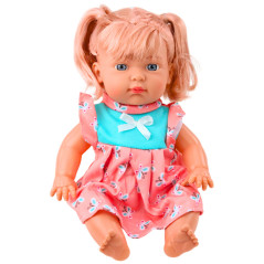 Dockan Bebis i Färgglad Klänning Ponnyflaska Ljud