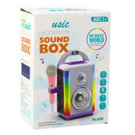 Ljudboxmusikset med mikrofon, Bluetooth-högtalare, MP3-spelare, inspelning och LED-ljus.