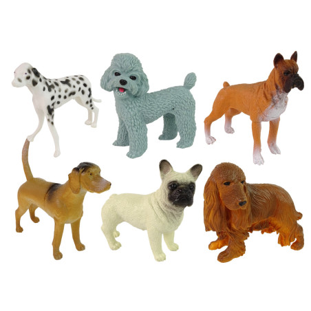 Set med 6 hundfigurer, hundfigurer, rashundar.