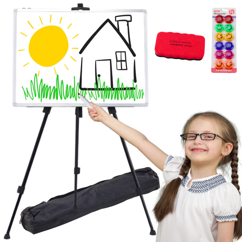 Magnetiskt tavelsats 90x60cm på stativ Magneter Pennor Suddgummi