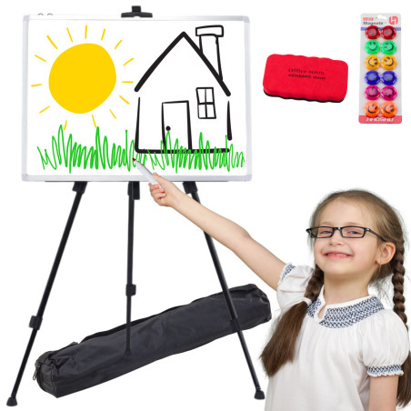Magnetiskt tavelsats 90x60cm på stativ Magneter Pennor Suddgummi