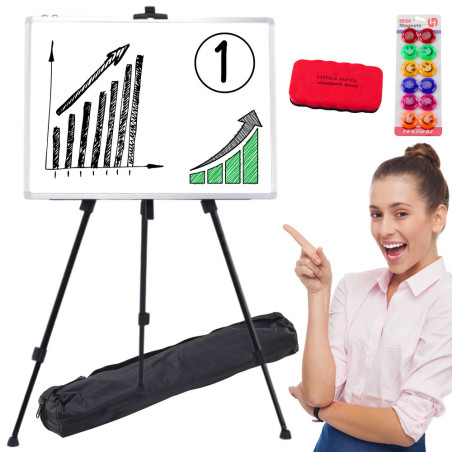 Magnetiskt tavelsats 90x60cm på stativ Magneter Pennor Suddgummi