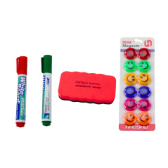 Magnetiskt tavelsats 90x60cm på stativ Magneter Pennor Suddgummi