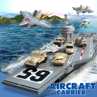 Stor militär hangarfartyg Jaktplan Stridsvagnar Fordon 70 cm