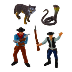 Set Cowboy Figurines Wild West Cowboy Boat Cannon