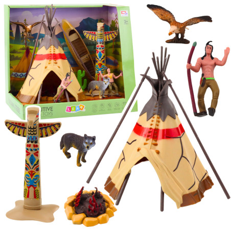 Indianskt set Figurer By Indianer By Tipi Tält Kajak Totem