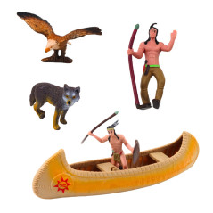 Indianskt set Figurer By Indianer By Tipi Tält Kajak Totem