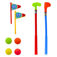 Set för golfspelet Vagn 3 klubbor 2 flaggor 4 bollar