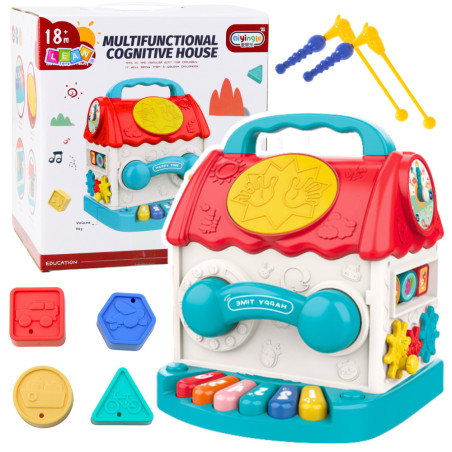 Utbildningshus Interaktiv kloss Rassel Sorter Ljud Färgglad