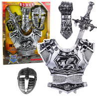 Stor Riddarset Mask Rustning Svärd Skyddsskena Silver