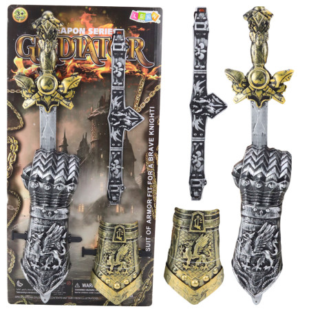 Riddarset Gladiator Svärd Skyddsbenskydd Smyckad Bälte