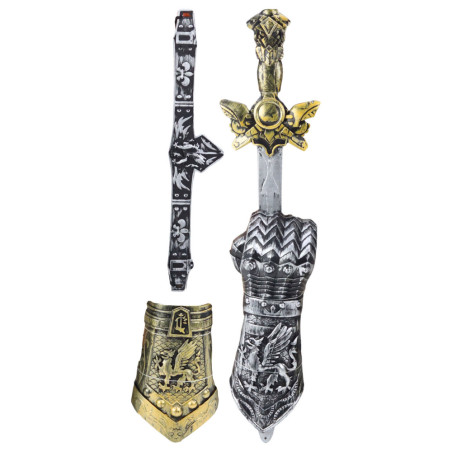 Riddarset Gladiator Svärd Skyddsbenskydd Smyckad Bälte