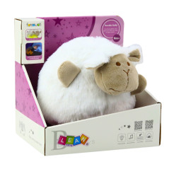 Mjuk får som söver gosedjur Ljus Ljud Vit