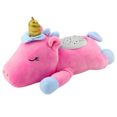 Mjuk Enhörning Sovande Gosedjur Projektor Ljud Brus Rosa