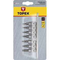 Torx-spetsar på en 35 mm hylsa, set med 7 stycken.
