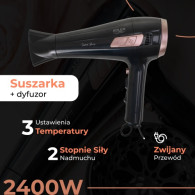 AD 2283 Hårtork med hoprullningsbar sladd - 2400w + diffuser