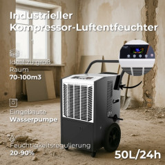 Luftavfuktare för byggbruk - industriell - kompressor 50l/24h