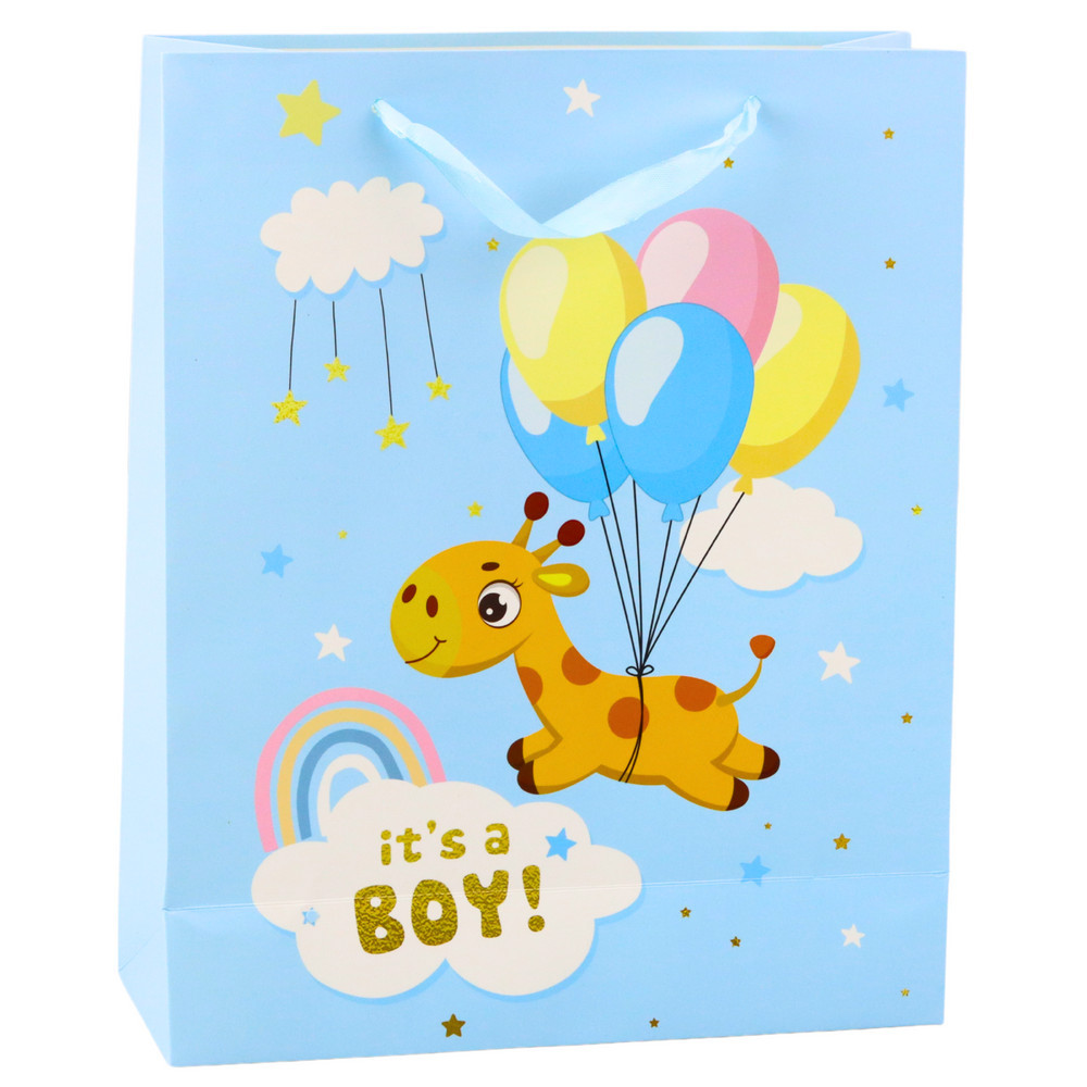 Torba Prezentowa Its A Boy Żyrafa Niebieska 32 x 26 x 10 cm