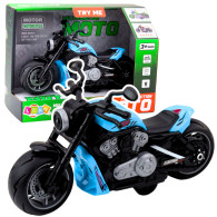 Le jouet de moto à piles avec lumières et sons, bleu.