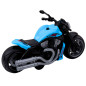 Le jouet de moto à piles avec lumières et sons, bleu.