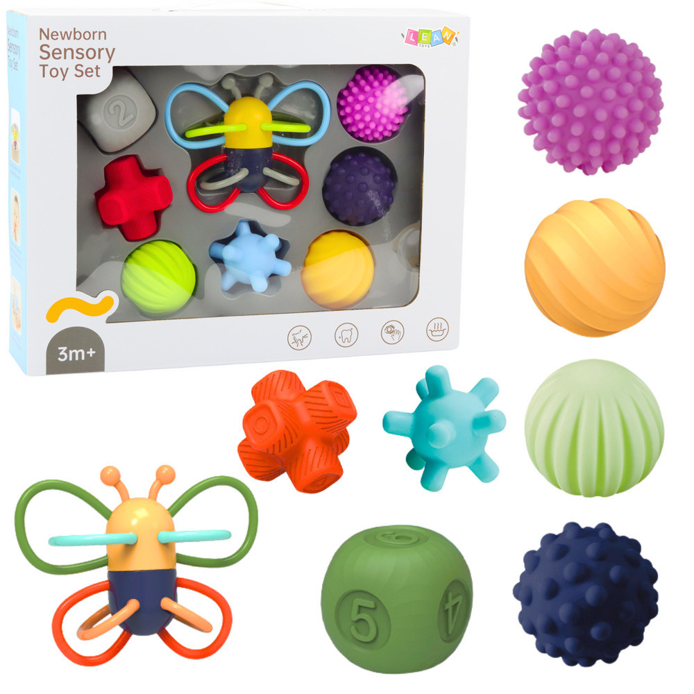 Set med mjuka sensoriska utbildningsbollar Fjäril 8 st.