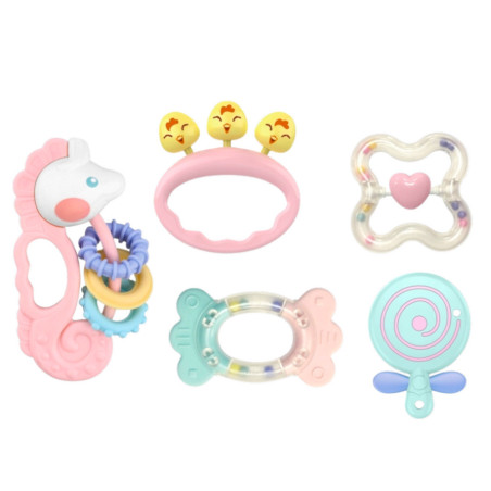 Set med Gyzak Rassel Sensoriska För Spädbarn Rosa 5st