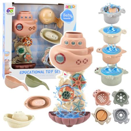 Leksaker för badet - Ubåt, muggar, sugproppar 9 st.