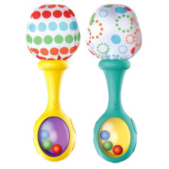 Rasselset med mjuk bollmönster Gul Grön 2 st