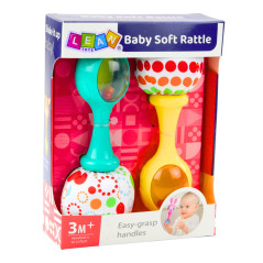 Rasselset med mjuk bollmönster Gul Grön 2 st