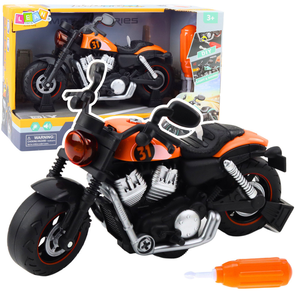 Motorcykel för montering och demontering DIY Ljus Ljud Orange