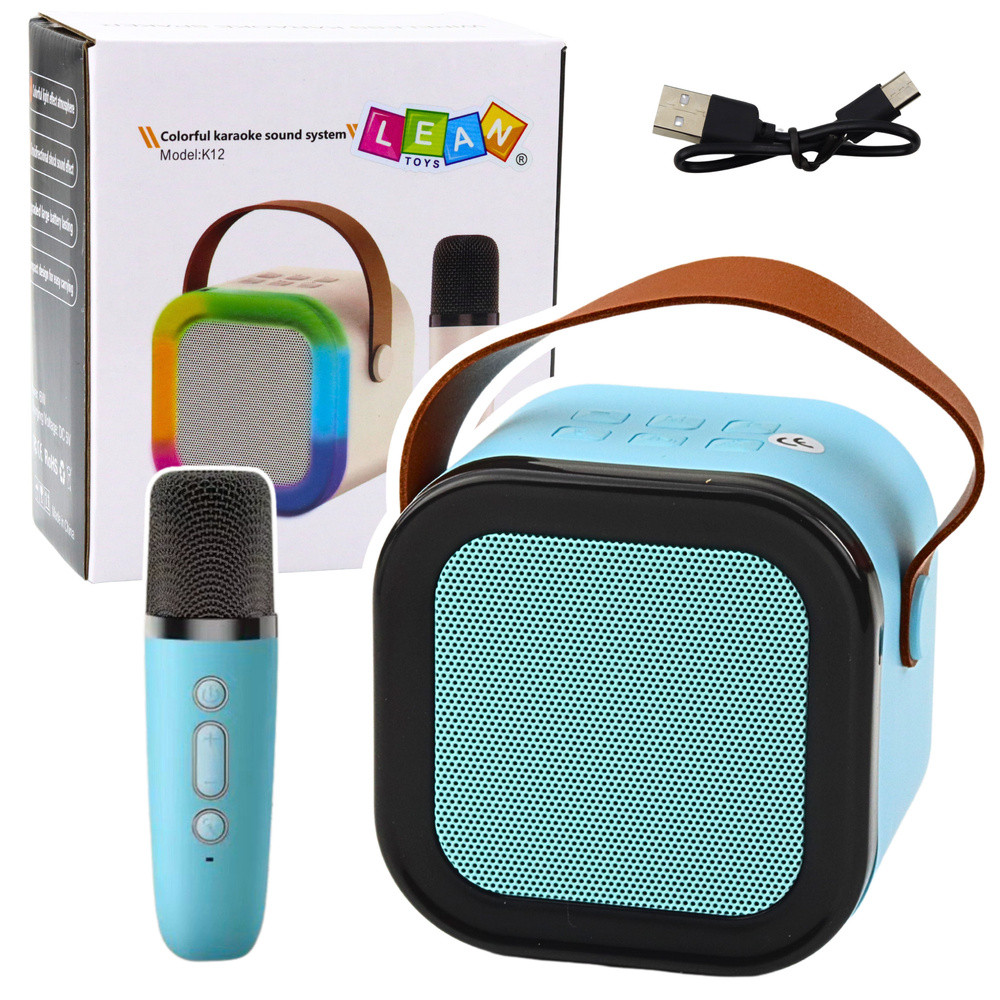 Karaokehögtalare Trådlös Mikrofon RGB Bluetooth K12 Blå