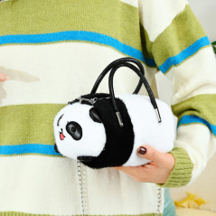 Mjuk Plyschväska Panda med Metallhandtag och Svartvit Kedja 20 cm