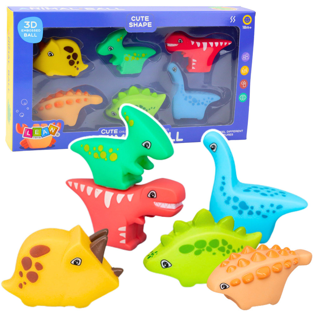 Badleksakset Dinosaurie Gummifärgade 6 stycken