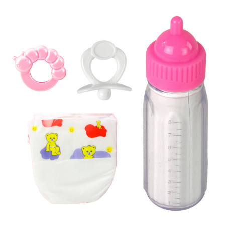 Set Tillbehör för Dockor Napp Flask Blöja Skallra
