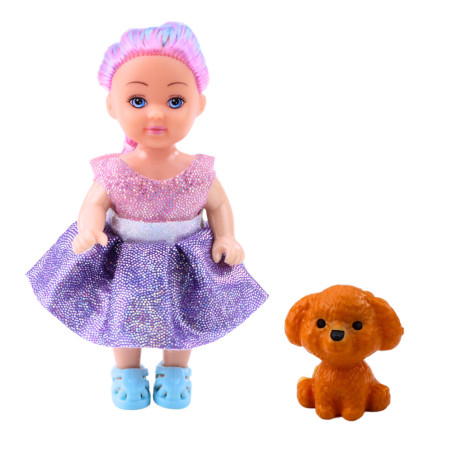 Set Liten Docka I Klänning Våningssäng Hund