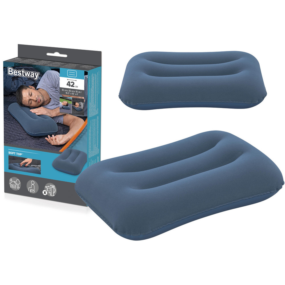 Uppblåsbar Sammetskudde Blå 42 cm Bestway 67121 Uppblåsbar Sammetskudde Blå 42 cm Bestway 67121