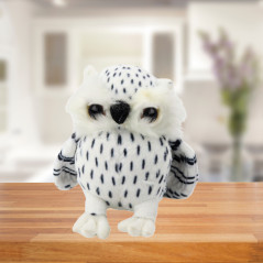 Mjuk Liten Ugglemaskot Vit Svartfläckig 15 cm