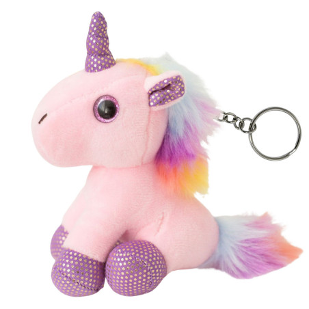 Mjuk Unicorn Nyckelring Metallring Rosa 12cm