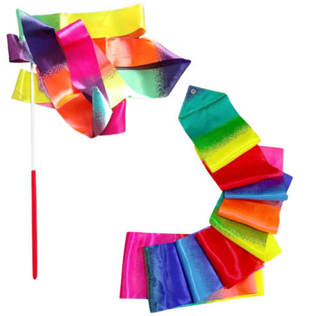 Band för gymnastik, dans och träning, färgglad, 205 x 5 cm.