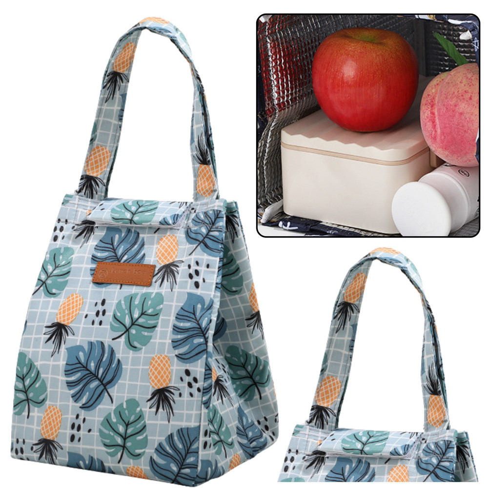 Isolerad termisk frukostväska Lunchväska Blad Ananas 25cm