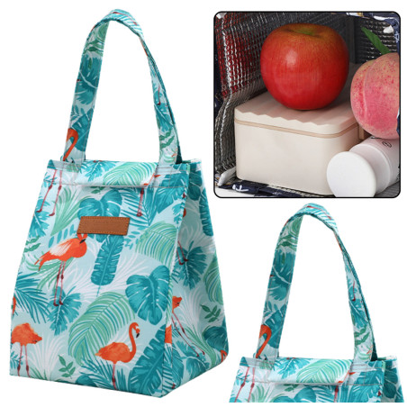 Isolerad termisk frukostväska Lunchväska med flamingo löv 25 cm