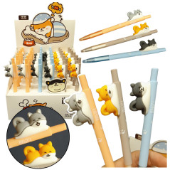 Kulspetspenna med en figur av en blå Shiba-hund, bläck 0,5 mm.