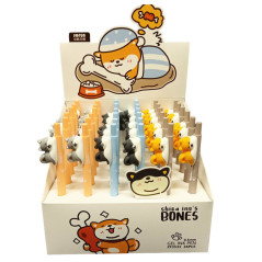 Kulspetspenna med en figur av en blå Shiba-hund, bläck 0,5 mm.